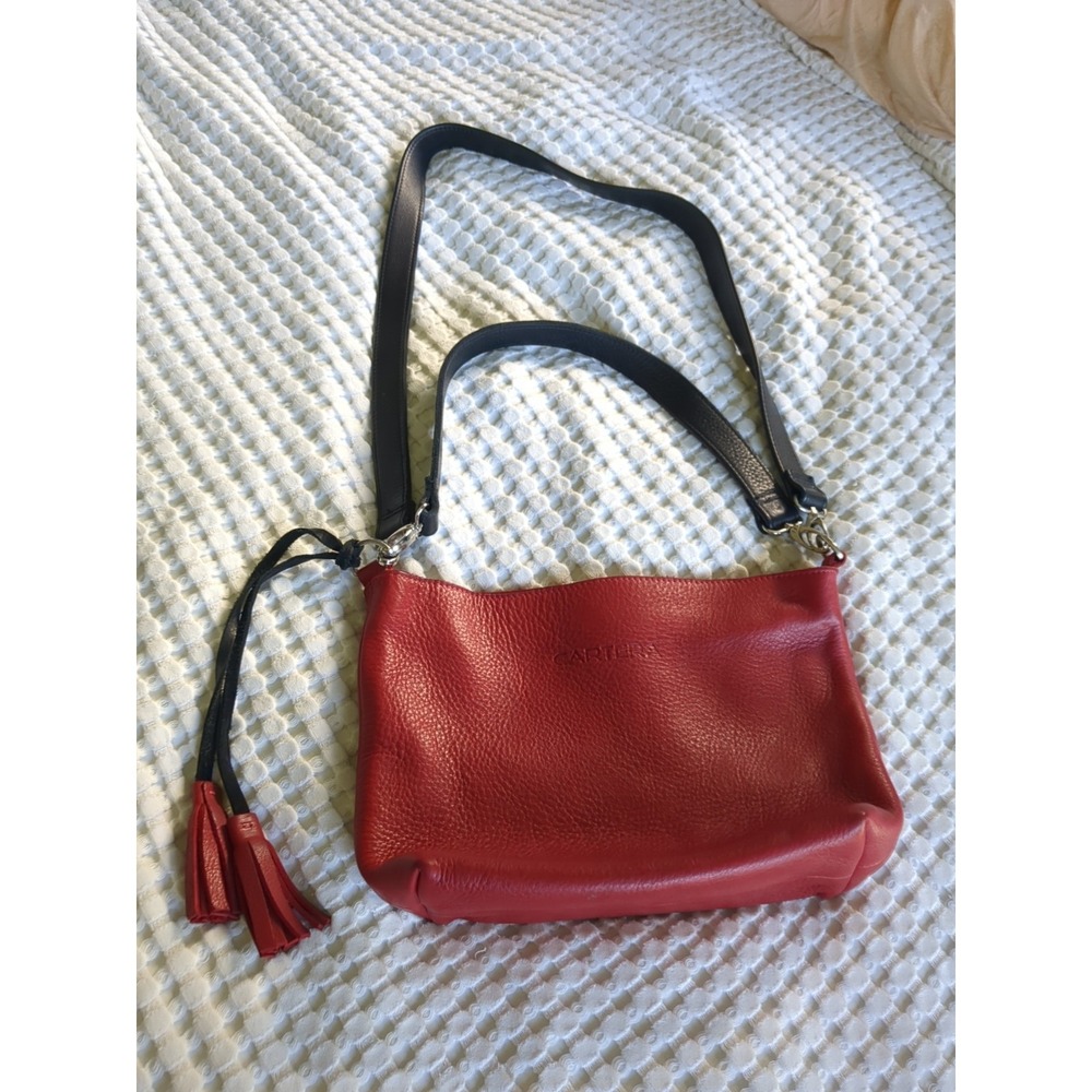 Cartera Leather Crossbody Handbag Shoulder Bag Red Tassel 12X8